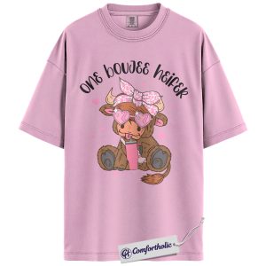 One Boujee Heifer Shirt, Cute Highland Cow Graphic Tee, Funny Girly Animal T-Shirt, Valentine’s Day Gift for Her, Comfort Colors Shirt