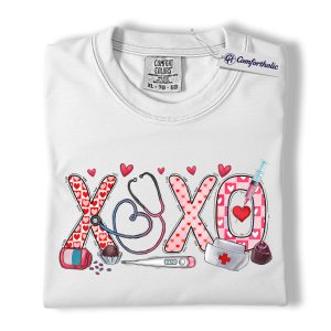 Alternative view of XOXO Nurse Valentine Shirt, Cute Medical Graphic Tee, Funny Healthcare Worker Valentine T-Shirt, Valentine's Day Gift for Nurses, Comfort Colors Shirt
