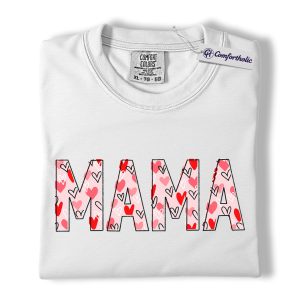 Alternative view of Mama Valentine Shirt, Heart Pattern Mama Graphic Tee, Cute Mom Valentine T-Shirt, Valentine's Day Gift for Moms, Comfort Colors Shirt