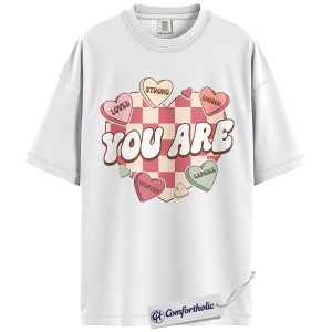 Alternative view of You Are Loved Shirt, Positive Affirmation Heart Graphic Tee, Mental Health & Self Love T-Shirt, Cute Valentine Gift for Women, Comfort Colors Shirt
