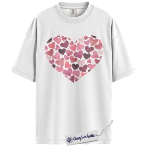 Alternative view of Heart Collage Valentine Shirt, Cute Aesthetic Heart Graphic Tee, Minimal Romantic Valentine T-Shirt for Women, Valentine's Day Outfit Gift for Her, Comfort Colors Shirt