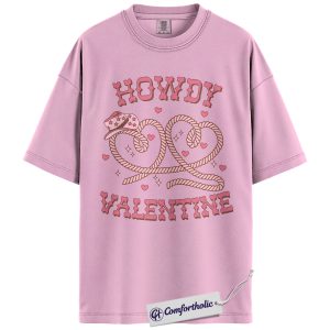 Howdy Valentine Shirt, Western Rope Heart Graphic Tee, Cute Country Cowgirl T-Shirt, Southern Valentine Gift for Her, Comfort Colors Shirt