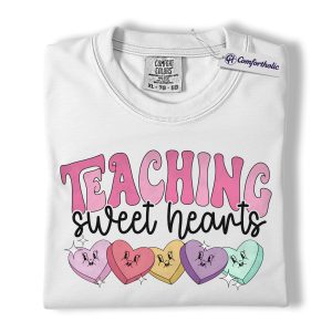 Alternative view of Teaching Sweethearts Shirt, Teacher Valentine Candy Heart Graphic Tee, Cute Classroom Valentine T-Shirt, Valentine’s Day Gift for Teachers, Comfort Colors Shirt