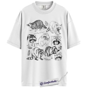 Alternative view of Vintage Raccoon Shirt, Hand Drawn Wildlife Graphic Tee, Cute Forest Animal T-Shirt, Nature Lover Gift for Raccoon Fans, Comfort Colors Shirt