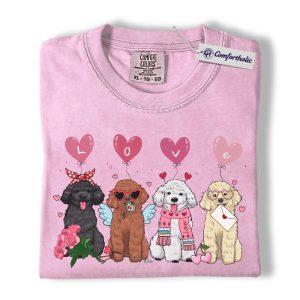 Poodle Valentine Shirt, Cute Dog Love Graphic T-Shirt, Valentine Poodle Lover Tee, Gift for Poodle Moms, Comfort Colors Shirt