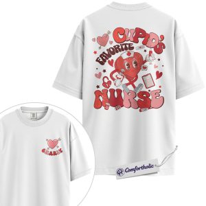 Alternative view of Personalized Cupid’s Favorite Nurse Shirt, Cute Nurse Valentine Graphic Tee, Custom Name Medical Worker T-Shirt, Valentine’s Day Gift for Healthcare Workers, Comfort Colors Shirt