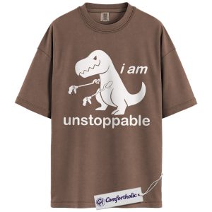 Unstoppable Dinosaur Shirt, Cute Motivational Dino Graphic Tee, Positive Mindset Confidence T-Shirt, Gift for Kids Adults & Dino Lovers, Comfort Colors Shirt