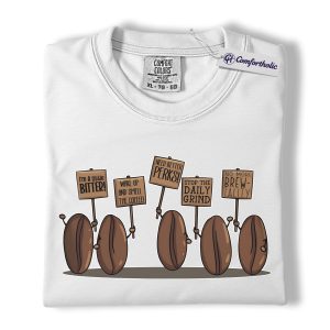 Alternative view of Funny Coffee Protest Shirt, Cute Cartoon Graphic Tee, Coffee Lover Office Humor T-Shirt, Gift for Coworkers & Baristas, Comfort Colors Shirt