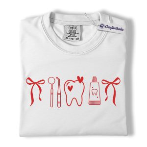 Alternative view of Dentist Valentine Shirt, Cute Tooth Heart Graphic Tee, Dental Hygienist T-Shirt, Valentine's Day Gift for Dental Staff, Comfort Colors Shirt