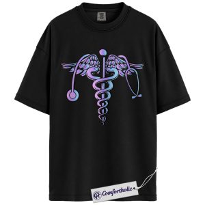 Nurse Shirt, Minimal Caduceus Stethoscope Graphic Tee, RN LPN CNA T-Shirt, Nurse Appreciation Gift, Comfort Colors Shirt