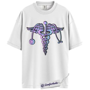 Alternative view of Nurse Shirt, Minimal Caduceus Stethoscope Graphic Tee, RN LPN CNA T-Shirt, Nurse Appreciation Gift, Comfort Colors Shirt