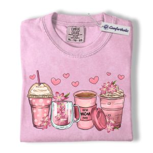 Best Mom Ever Shirt, Cute Pink Coffee Graphic Tee, Mama Coffee Lover T-Shirt, Mother's Day Gift for Mom, Comfort Colors Shirt