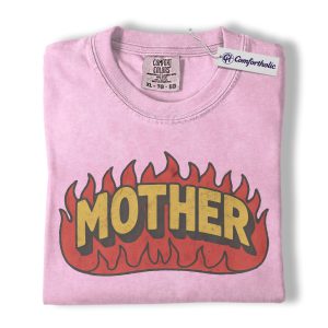 Alternative view of Mother Shirt, Retro Flame Graphic Tee, Cool Mama Streetwear T-Shirt, Mother's Day Gift for Mom, Comfort Colors Shirt