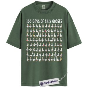 100 Days of School Shirt, Cute Silly Goose Graphic Tee, 100th Day of School Teacher T-Shirt, Back to School Classroom Gift for Teachers, Comfort Colors Shirt
