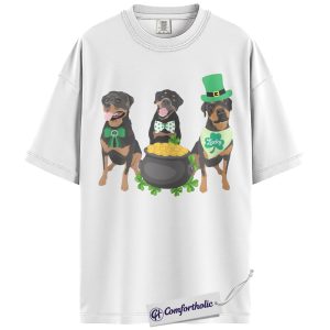 Alternative view of St Patrick’s Day Rottweiler Shirt, Cute Irish Dog Graphic Tee, Rottweiler Mom T-Shirt, St Paddy’s Day Gift for Dog Lovers, Comfort Colors Shirt