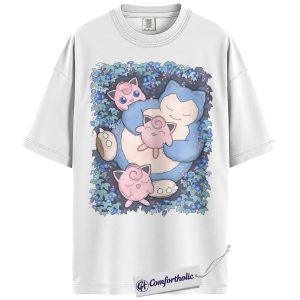 Alternative view of Snorlax vs Jigglypuff Shirt, Pokemon Shirt, Anime Graphic Tee, Comfort Colors Shirt