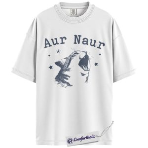 Alternative view of Aur Naur Cat Shirt, Funny Meme Line Art Graphic Tee, Cat Lover Humor T-Shirt, Cute Gift for Cat Moms, Comfort Colors Shirt