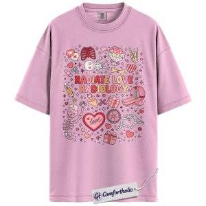 Radiate Love Radiology Shirt, Cute Valentine X Ray Tech Graphic Tee, Radiology Technologist T-Shirt, Valentine's Day Gift for Rad Techs, Comfort Colors Shirt