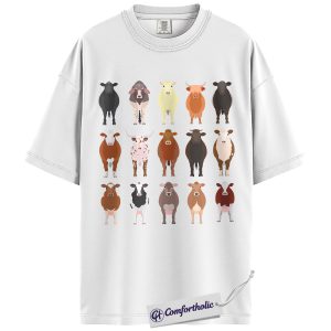 Alternative view of Cow Breeds Shirt, Cute Farm Animal Graphic Tee, Cattle Lover T-Shirt, Funny Gift for Farmers & Cow Lovers, Comfort Colors Shirt