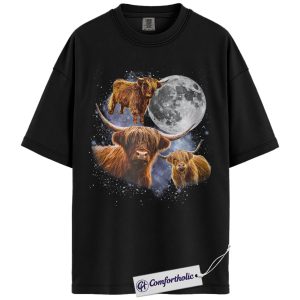 Highland Cow Shirt, Vintage Western Graphic Tee, Cow Lover T-Shirt, Funny Gift for Farm Animal Lovers, Comfort Colors Shirt