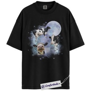Cow Moon Shirt, Funny Farm Animal Graphic Tee, Dairy Farmer T-Shirt, Cute Gift for Cow Lovers, Comfort Colors Shirt