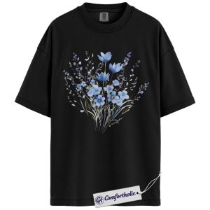 Blue Wildflower Shirt, Botanical Floral Graphic Tee, Forget Me Not Flower T-Shirt, Gift for Flower Lovers, Comfort Colors Shirt
