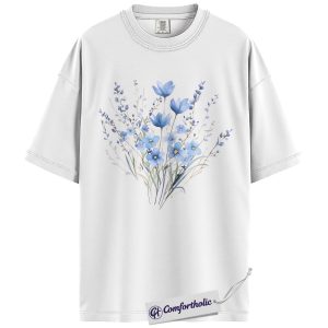 Alternative view of Blue Wildflower Shirt, Botanical Floral Graphic Tee, Forget Me Not Flower T-Shirt, Gift for Flower Lovers, Comfort Colors Shirt