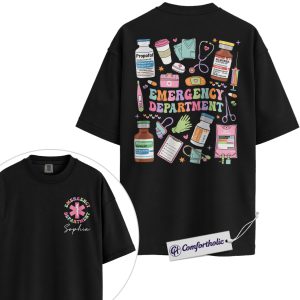 Personalized Emergency Department Shirt, Custom Name ER Nurse Graphic Tee, Emergency Room Nurse T-Shirt, Nurse Appreciation Gift for Her, Comfort Colors Shirt