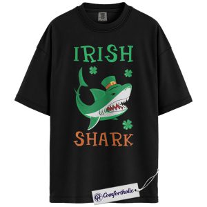 Irish Shark Shirt, Funny St Patrick’s Day Graphic Tee, Cute Leprechaun Shark T-Shirt, St Paddy’s Day Gift for Shark Lovers, Comfort Colors Shirt