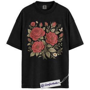 Vintage Rose Shirt, Botanical Floral Graphic Tee, Cottagecore Garden Lover T-Shirt, Gift for Women, Comfort Colors Shirt