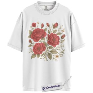 Alternative view of Vintage Rose Shirt, Botanical Floral Graphic Tee, Cottagecore Garden Lover T-Shirt, Gift for Women, Comfort Colors Shirt