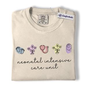 NICU Nurse Shirt, Minimalist Neonatal Icons Graphic Tee, Neonatal Intensive Care Unit RN T-Shirt, Gift for NICU Nurses & Newborn Care Staff, Comfort Colors Shirt