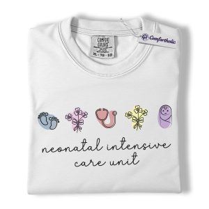 Alternative view of NICU Nurse Shirt, Minimalist Neonatal Icons Graphic Tee, Neonatal Intensive Care Unit RN T-Shirt, Gift for NICU Nurses & Newborn Care Staff, Comfort Colors Shirt