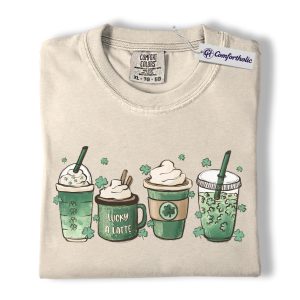 Lucky A Latte Shirt, St Patricks Day Coffee Graphic Tee, Barista & Coffee Lover T-Shirt, Funny Gift for Coffee Lovers, Comfort Colors Shirt