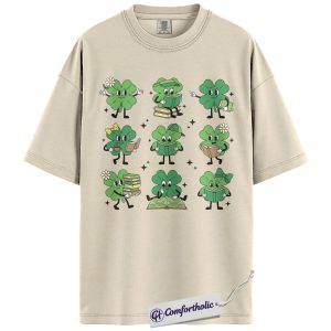 Book Lover St Patrick’s Day Shirt, Cute Shamrock Reading Graphic Tee, Teacher Librarian T-Shirt, Funny St Paddy’s Day Gift for Readers, Comfort Colors Shirt