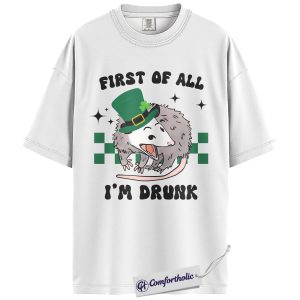 Alternative view of St Patrick’s Day Possum Shirt, Funny Leprechaun Graphic Tee, Drunk Humor T-Shirt, St Paddy’s Day Party Gift for Animal Lovers, Comfort Colors Shirt