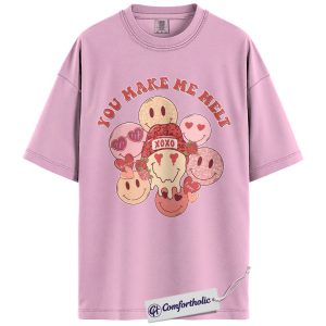 Funny Valentine Shirt, Cute Smiley Maltshake Graphic Tee, You Make Me Malt Pun T-Shirt, Valentine’s Day Gift for Her Him, Comfort Colors Shirt