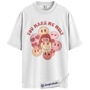 Alternative view of Funny Valentine Shirt, Cute Smiley Maltshake Graphic Tee, You Make Me Malt Pun T-Shirt, Valentine’s Day Gift for Her Him, Comfort Colors Shirt