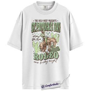 Alternative view of St Patricks Day Rodeo Shirt, Western Cowboy Graphic Tee, Lucky Cowgirl T-Shirt, Gift for Cowgirls & Rodeo Fans, Comfort Colors Shirt