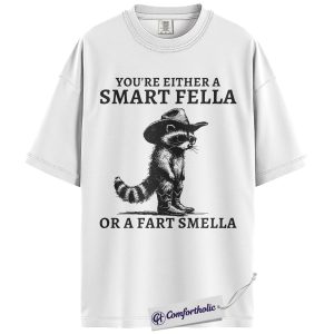 Alternative view of Funny Raccoon Shirt, Western Cowboy Graphic Tee, Smart Fella Fart Smella T-Shirt, Funny Gift for Dad & Animal Lovers, Comfort Colors Shirt