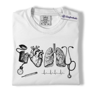 Alternative view of Medical Anatomy Shirt, Vintage Stethoscope Heart Lungs Graphic Tee, Nurse Doctor Med Student T-Shirt, Gift for Healthcare Workers, Comfort Colors Shirt