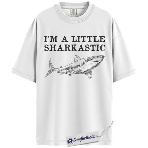 Alternative view of Sharkastic Shirt, Funny Shark Pun Graphic Tee, Shark Lover Ocean T-Shirt, Gift for Sea Animal Lovers, Comfort Colors Shirt