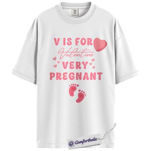 Alternative view of Valentine Pregnancy Announcement Shirt, Cute Pink Heart Graphic Tee, Mom To Be Valentine T-Shirt, Funny Valentine’s Day Gift for Expecting Moms, Comfort Colors Shirt