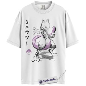 Alternative view of Mewtwo Shirt, Pokemon Shirt, Anime Graphic Tee, Comfort Colors Shirt