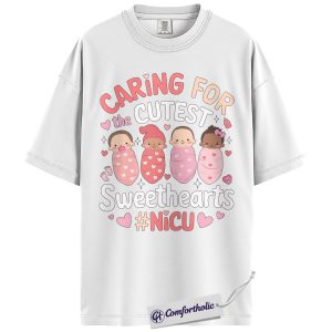 Alternative view of NICU Nurse Shirt, Cute Baby Hearts Graphic Tee, Neonatal Nurse T-Shirt, Valentine Gift for NICU Nurses, Comfort Colors Shirt