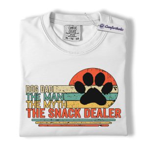 Alternative view of Funny Dog Dad Shirt, Retro Paw Print Graphic Tee, Dog Lover T-Shirt, Father’s Day Gift for Pet Dads, Comfort Colors Shirt