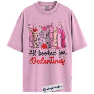 Valentine Book Lover Shirt, Floral Books Graphic Tee, Booktok Reader T-Shirt, Valentine Gift for Book Lovers, Comfort Colors Shirt
