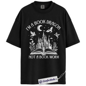 Book Dragon Shirt, Fantasy Bookish Graphic Tee, Romance Reader T-Shirt, Gift for Book Lovers & Booktok Fans, Comfort Colors Shirt