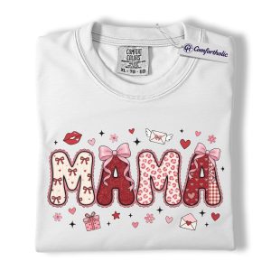 Alternative view of Valentine Mama Shirt, Cute Coquette Bow Graphic Tee, Mom Valentine’s Day T-Shirt, Gift for Mom, Comfort Colors Shirt