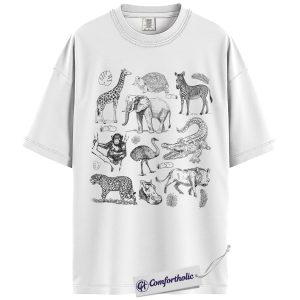 Alternative view of Safari Animals Shirt, Giraffe Elephant Wildlife Sketch Graphic Tee, African Safari Animal T-Shirt for Zoo Lovers, Safari Lover Gift, Comfort Colors Shirt